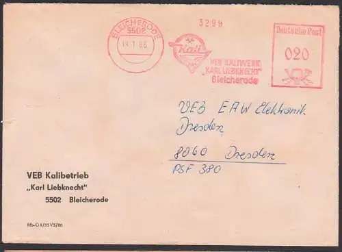 Bleicherode AFS 14.1.86 VEB Kalibetrieb "Karl Liebknecht" Bergbau montan