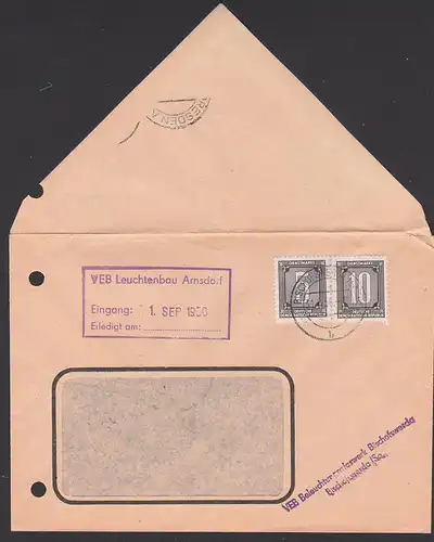 ZKD B1,2;  5 u. 10 Pf Geschäftspapiere Bischofswerda n. Arnsdorf Leuchtenbau Zentraler Kurierdienst der DDR 31.8.56