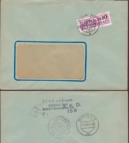 Berlin O17, ZKD-Brief B15(1602) ZKD-Nr.159 Funk- und Fernmeldeanlagenbau Germany east DDR