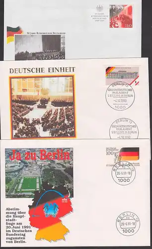 Berliner Reichstag  gesamtdeutscher Bundestag 3 Briefe Dt. Einheit Germany, Ganzsache