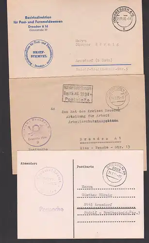 Postsache Dresden mit Briefstempel 3 Belege