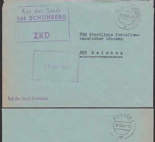 SCHÖNBERG MECKLENBURG DDR ZKD KSt. R3 Rat der Stadt 18.10.66 Behörde