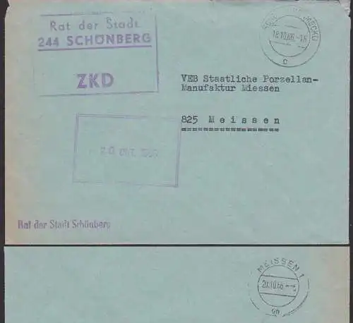 SCHÖNBERG MECKLENBURG DDR ZKD KSt. R3 Rat der Stadt 18.10.66 Behörde