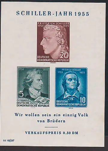 Friedrich Schiller DDR Bl. 12 postfrisch
