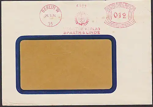 Germany DR AFS =012= BERLIN W35 Industrieverlag Spaeth &amp; Linde 1936