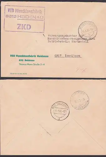 Heidenau VEB Maschinenfabrik ZKD-Kastenstempel 1965, Sachsen