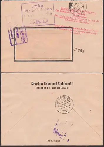 Germany East Dresden ZKD Aufbewahrungsst. Dresdner Eisen- und Stahlhandel 1962