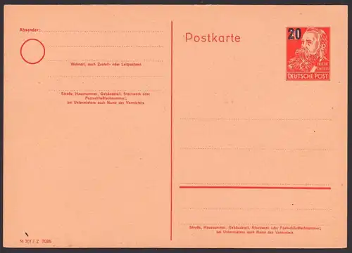 DDR P42/02 20 auf 30 Pf Friedrich Engels ungebraucht Ganzsache, card