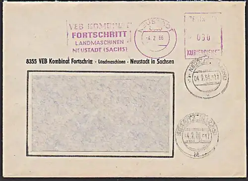 ZKD-Brief  AFS =030= Neustadt Sachsen VEB Kombinat Fortschritt Landmaschinen agrar