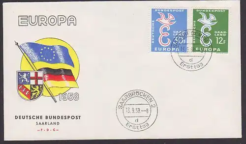 Saarland EUROPA 1958 charlemagne FDC Mi. 439/40