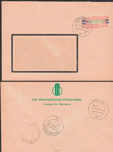 ZKD-Brief B27V MERSEBURG Mineralölwerk Lützkendorf Krumpa1959 Zentraler Kurierdienst der DDR