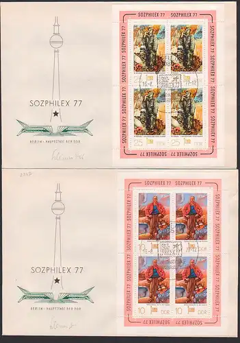 Klbg Sozphilex 1977 FDC SoSt. DDR 2247/48(4) SoSt. Berlin, Schmuckumschlag mit Fernsehturm