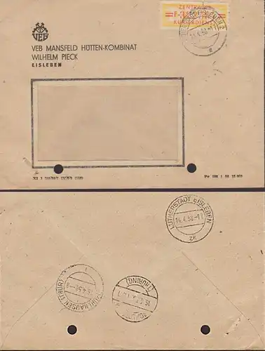 ZKD-Brief B17F LUTHERSTADT EISLEBEN VEB Mansfeld Hütten-Kombinat Wilhelm Pieck Kupfer