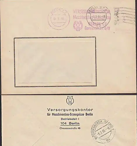 ZKD-Brief AFS =030= Berlin C2 Versorgungskontor Maschinenbau Erzeugnisse