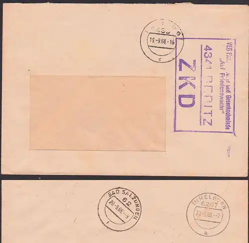 ZKD-Brief BEBITZ Kastenstempel Gesnkschmiede "Auf Friedenswacht"