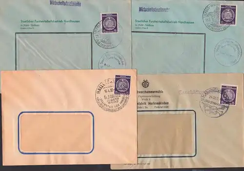 Ilfeld, Markneukirchen Halle, 4 Dienstpost-Briefe mit SoSt. Jugendweihe, Musikinstrumente, Südharz