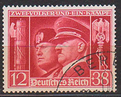 Benito Musselino und Adolf Hitler deutsch-italienische Waffenbrüderschaft 1941, DR 763 gestempelt