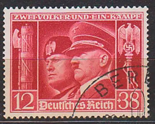 Benito Musselino und Adolf Hitler deutsch-italienische Waffenbrüderschaft 1941, DR 763 gestempelt