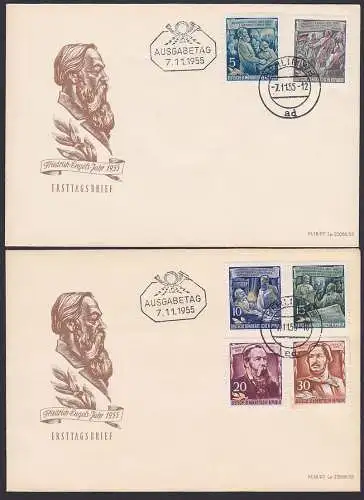 Friedrich Engels Karl Marx FDC DDR 485/90 Engels-Jahr 1955