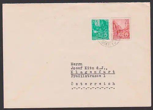 Frankfurt (Oder) 20 Pf. Berlin Stalinallee Ganzsachenausschniit aus Faltbrief DDR, Auslands-Brief Klagenfurt Österreich
