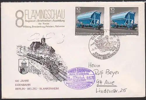 railway DDR Eisenbahn Belzig-Brandenburg Flämingschau 1979 Bestätigungsstempel
