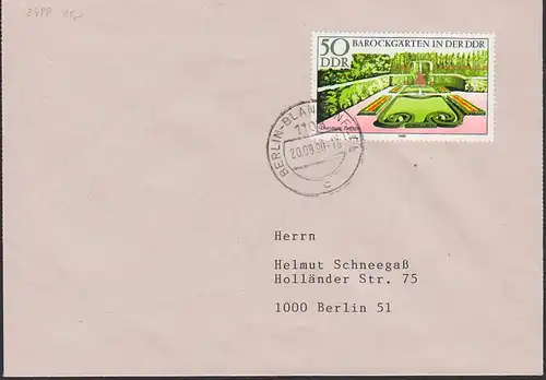 Barockgarten Dornburg 50 Pfg. Brief portogenau DDR 2488