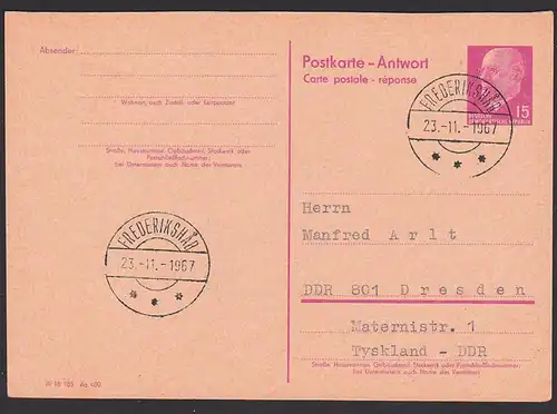 Frederikshab 213.11.1967 DDR GA 15 Pf Ulbricht P74A Polarforschung Paamiut Grönland