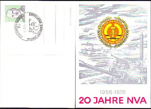 Volksarmee DDR 20 J. NVA Berlin Karlshorst, Propagandakarte Militaria, Germany EAST Hammer und Zirkel, Panzer