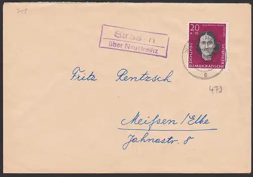 Strasen über Neustrelitz PSSt. Fernbrief DDR 718 20 + 10 Pf.  Olga Benario Prestes