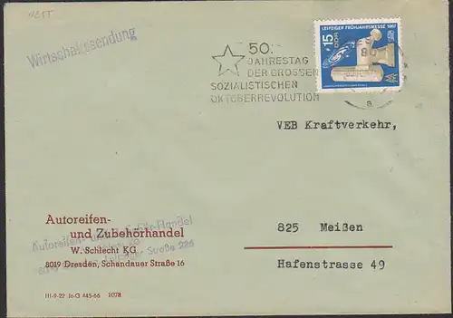 Dresden Wirtschaftsdrucksache  DDR 1255 Universalspiegelteleskop Carl Zeiss Jena Messe 1967,  50. Jahrestag Okt.-Rev