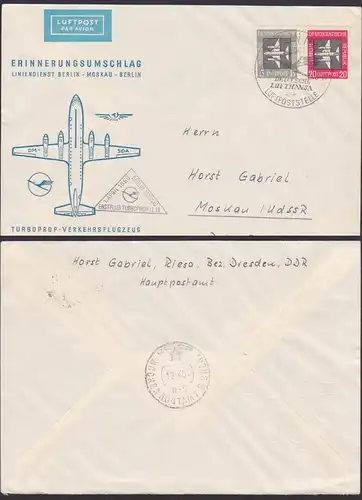 Berlin Luftpoststelle Brief Lp-Sendung Erstflug Berlin-Moskau Liniendienst 1960, Turboprob IL 18