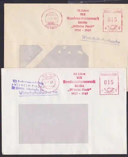 Görlitz  AFS =015= 35 Jahre Kondensatoren Jubiläum Kopfsteher 2 Belege