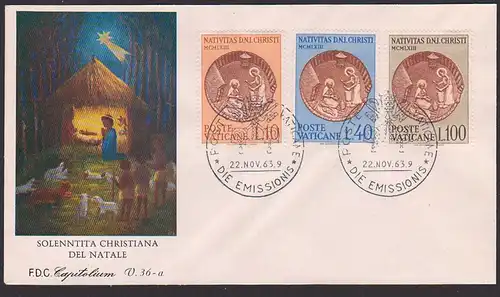 Vatikan Nativitas D.N.I. Christi Geburt Krippe Solenntita Christiana del natale, FDC Capitolium 22.11.63 chrismas