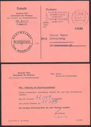 Postsache Berlin MWSt. "Bei der Anschrift und Absenderangabe die richtigen Postleitzahlen verwenden!" 16.12.71,