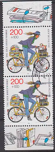 Postbote 200 + 100 Pf gestempelt mit PF "Schwarzer Fleck im hinteren Schutzblech", Teilauflage