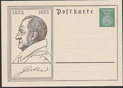 Johann Wolfgang von Goethe 1832 - 1932, Dichter, Poet, Ganzsachenkarte, ungebraucht