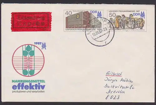 Nahrungsmittel GA U6 Messe Leipzig Doppel Eil-Brief portogenau Messehalle 20, Händler 1804