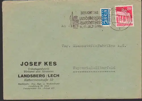Landsberg / Lech  MWSt.. 11.7.50 "Besucht das Landsberger Ruechenfest"