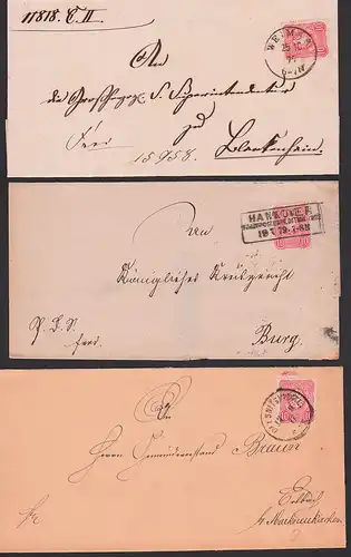 Weimar, Hannover Stadtpostexpedition, Ölsnitz Vogtland, Lot 3 Briefe mit je 10 PFENNIGE