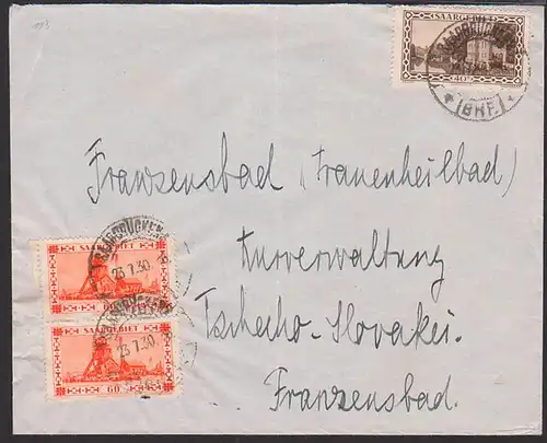 Saarbrücken BHF 23.7.30, Auslandsbrief mit Mi. 113