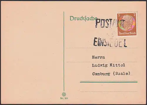 Einsiedel Postamt, Mníšek v Krušných horách Sudetenland - sogenannte Befreiungsstempel (1938)