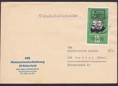 Bitterfeld Wirtschafts-Drucksache mit 15 Pf. Karl Marx u. Friedrich Engels Manifest der kommunistischen Partei, DDR 1175