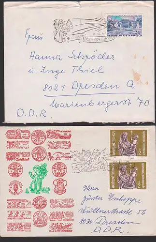 Christkindl  2 Brief mit SoSt. nach Dresden -  DDR von 1967 und 1972