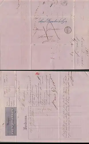 LYON vorphilatélie letter letre 20. MAI 1846, Louis desarbres, Rechnung mit Briefkopf, Frankreich nach Seurre