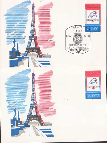 Paris Eiffel-Turm 25 Pf. Ganzsache SoSt./* Anlass Briefmarken-Weltausstellung Philexfrance