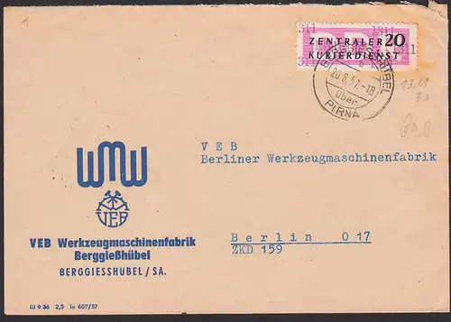 Berggießhübel über Pirna ZKD 15 mit Kreisaufdruck 1311, WMW Werkzeugmaschinenfabrik 20.8.57