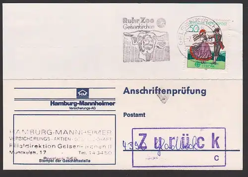 Germany 1096 Europa Anschriften-Prüfung Gelsenkirchen Volkstanz Trachten Schwarzwälder Tracht