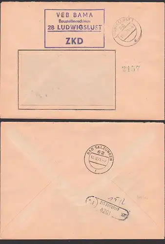 Ludwigslust R4 ZKD-St. VEB BAMA Baustoffmaschinen nach Dietlas Bad Salzungen Poststellen-St.  12.12.71