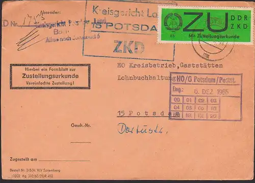 Potsdam ZKD-Brief  E2y R3-ZKD-St. Kreigerich tLand 4.12.65