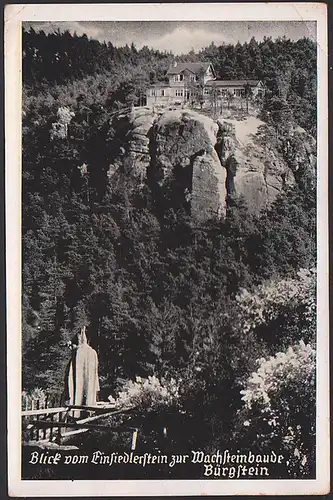 Bügstein über Haida im schönen Sudetenland Blick vom Einsiedlerstein zur Wachsteinbaude Burgstein, 28.8.42
